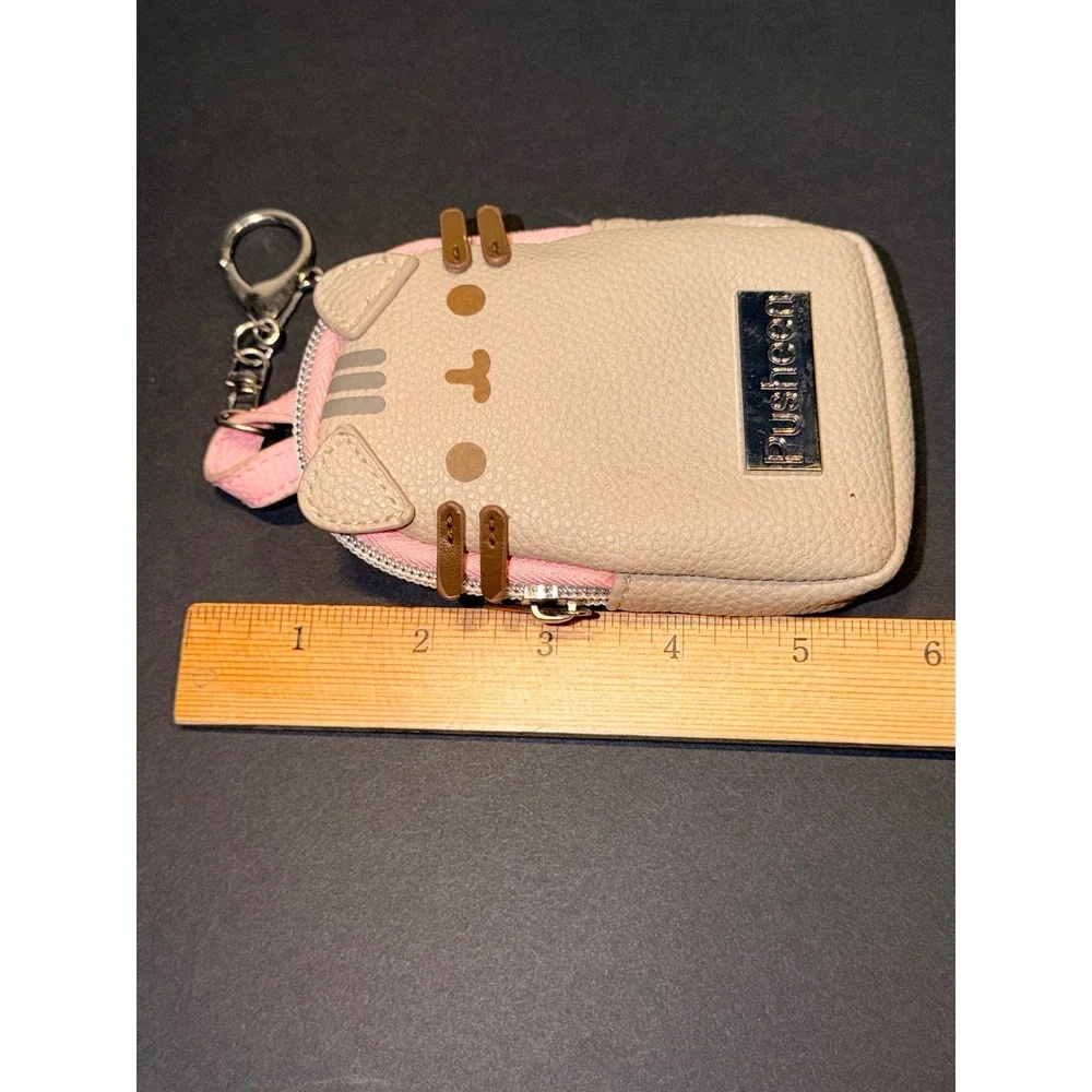 Pusheen the Cat Mini Backpack Keychain Coin Purse Tan Pink Faux Leather - Picture 3 of 8